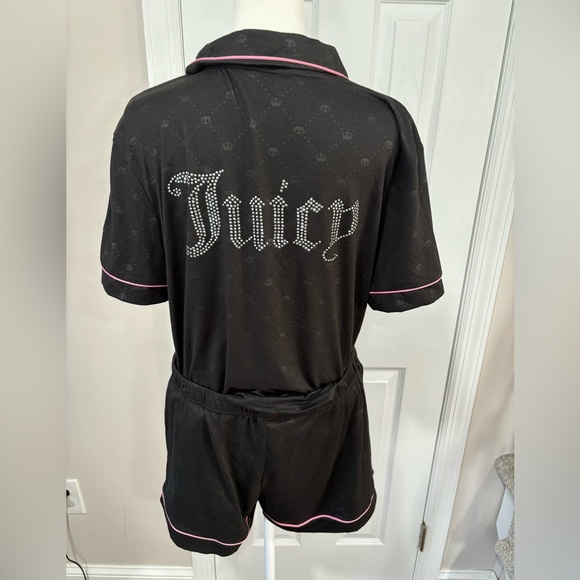 Juicy Couture black crown embellished 2 piece pajama set size L - Picture 4 of 5